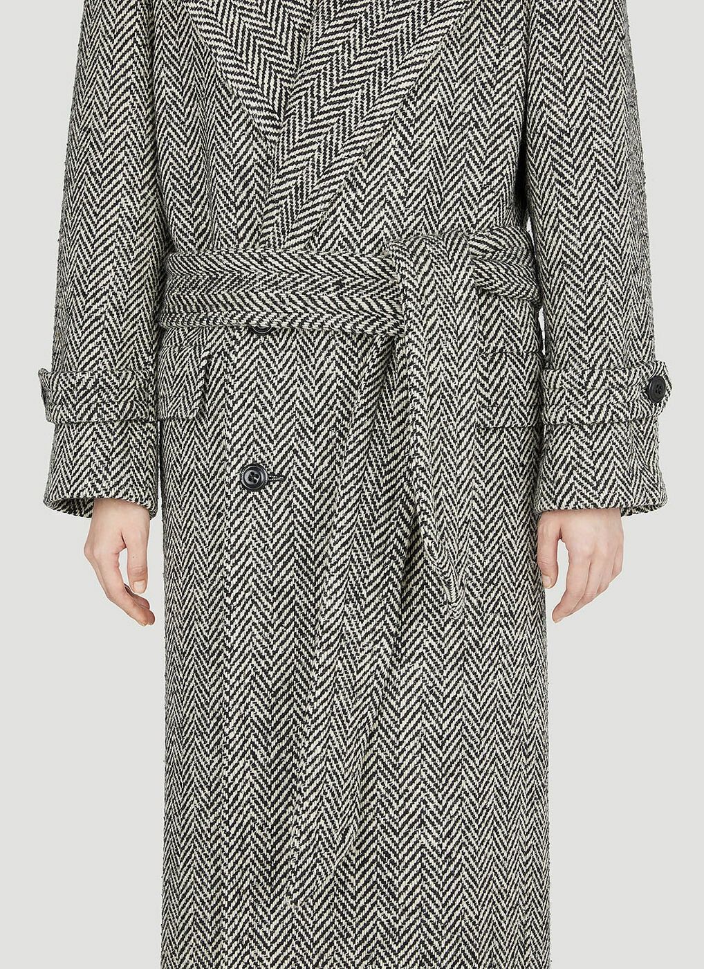 Saint Laurent Paris × Yves Saint Laurent Saint Laurent Chevron Double Breasted Coat in Black Size S / US 4 / IT 40 - 3 Thumbnail