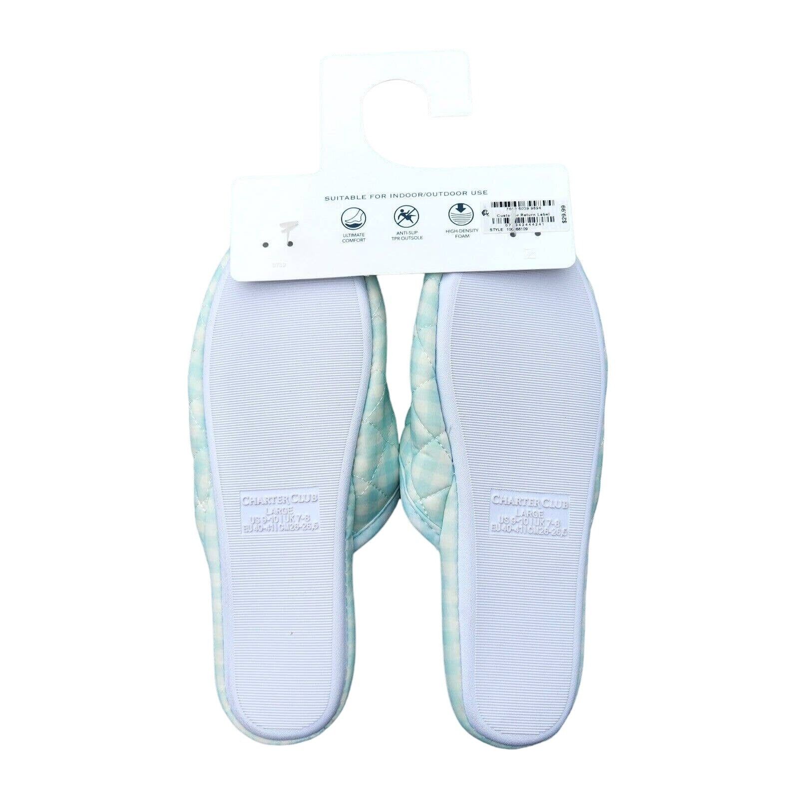 The Unbranded Brand Charter Club Women Mint Gingham Clog Slipper Size L / 9-10 Size US 9 / IT 39 - 3 Thumbnail