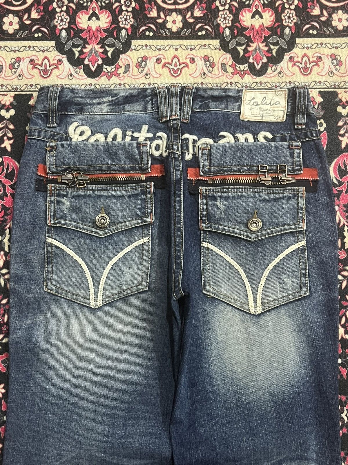 Hysteric Glamour Vintage Japanese Lolita Slogan Clawmark Ripped Loose Jeans Size US 34 / EU 50 - 7 Thumbnail