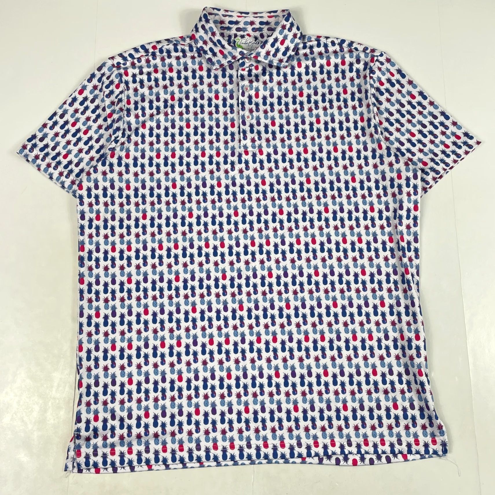 Tailorbyrd TAILORBYRD Polo Shirt Men L White Pineapple Short Sleeve Golf Stretch Casual Activewear Size US L / EU 52-54 / 3 - 2 Thumbnail