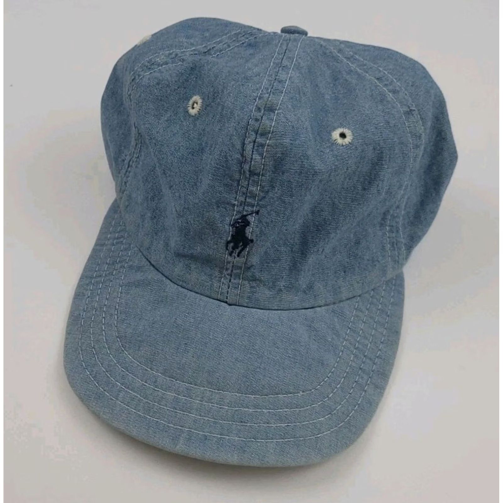 Polo Ralph Lauren VINTAGE Polo Ralph Lauren Chambray Denim Hat Cap RL Pony Sport Made In USA Baseball Cap Men Adjustable Blue 90s USA Pony Logo Size US M / EU 48-50 / 2 - 2 Thumbnail
