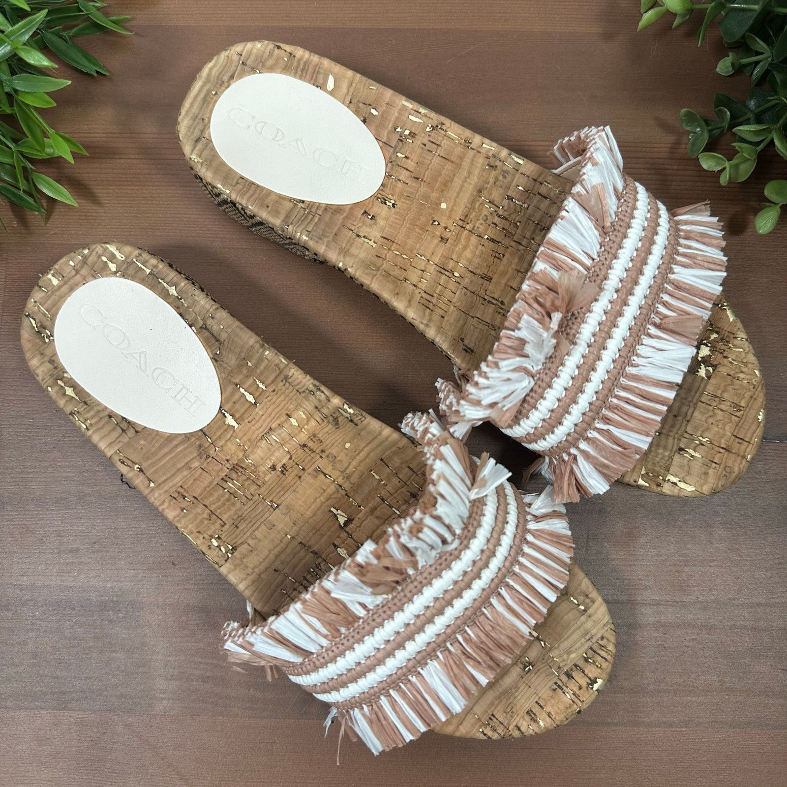 Coach Coach Women's Brayden Cork Raffia Sandals Size 6 Size US 6 / IT 36 - 2 Thumbnail