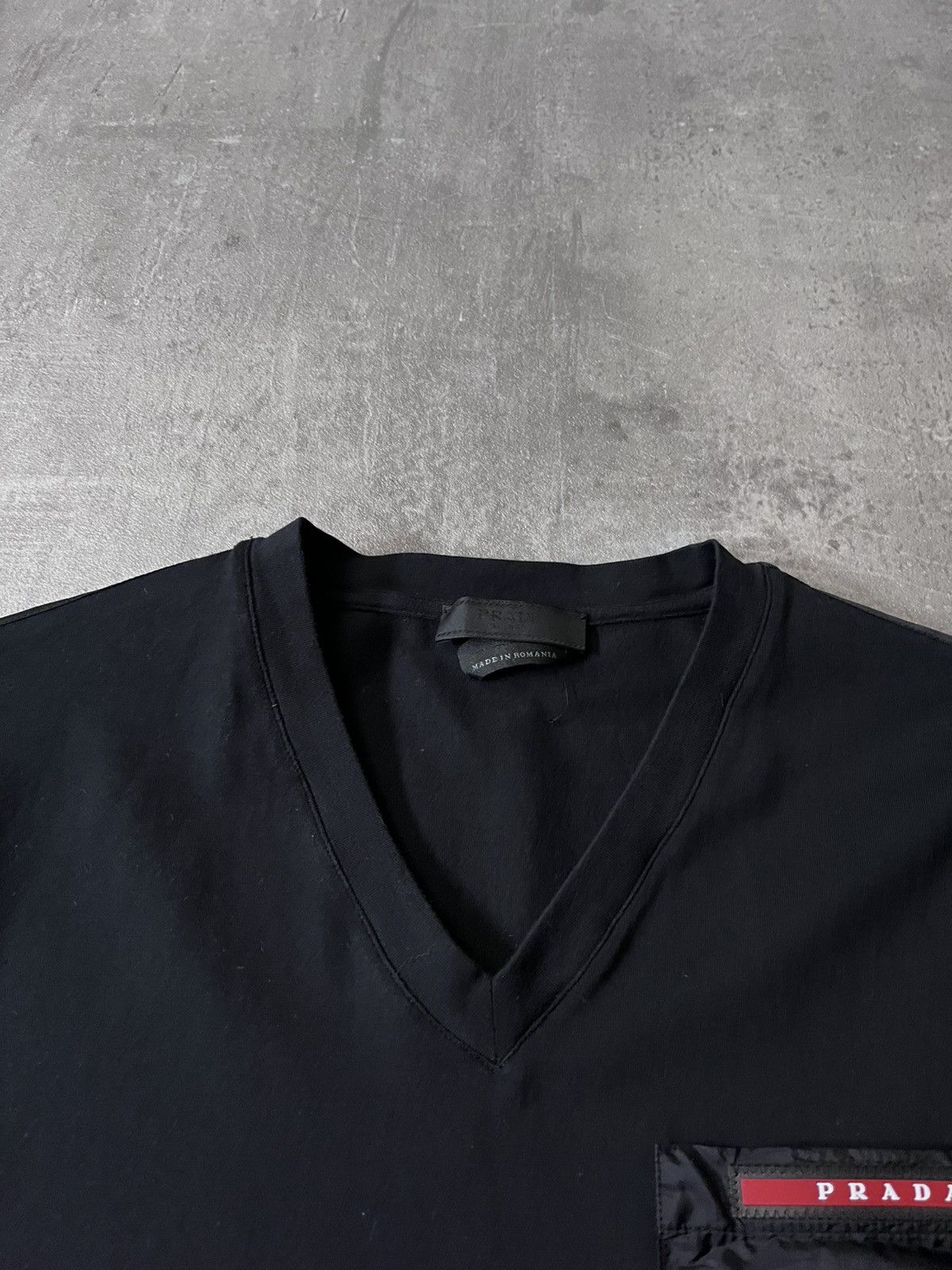 Prada Prada V-neck T-shirt nylon pocket black Size US S / EU 44-46 / 1 - 4 Thumbnail