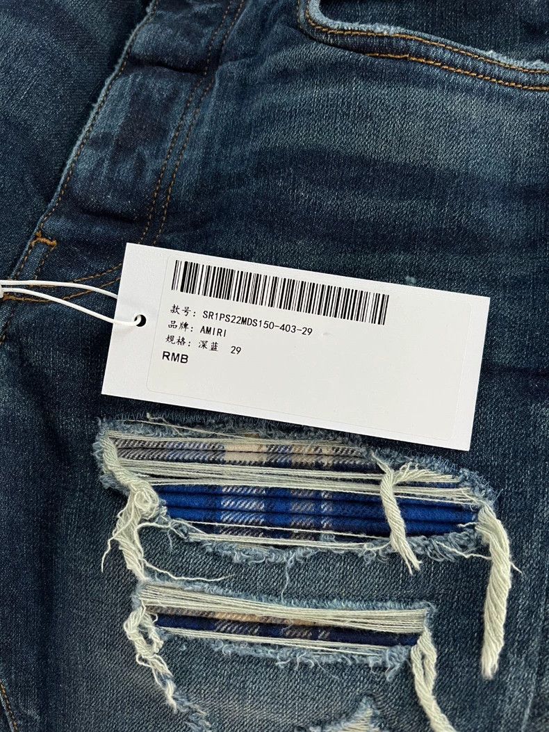 Amiri Amiri Leather Logo Elastic Destroyed Denim Pants Size US 29 - 8 Thumbnail