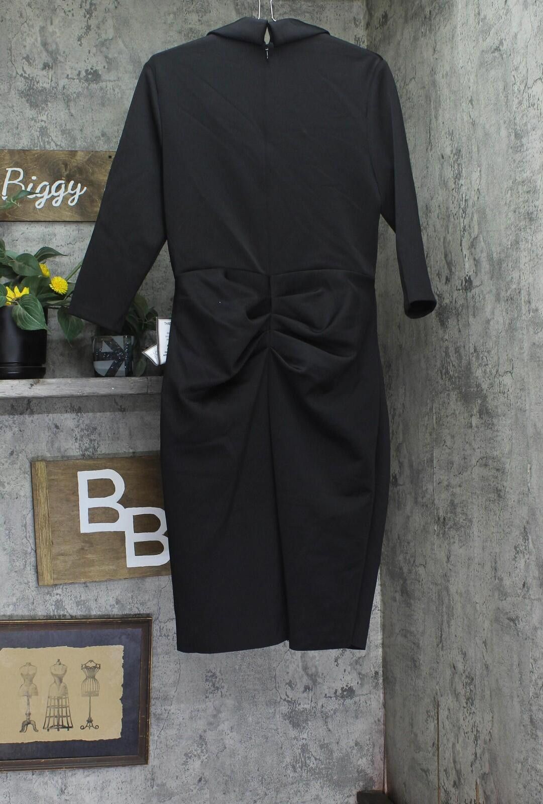 Other Nwt Xscape Side Ruffle Ruched Midi Dress 5636x Black 16 Size XXL / US 16-18 / IT 52-54 - 2 Thumbnail
