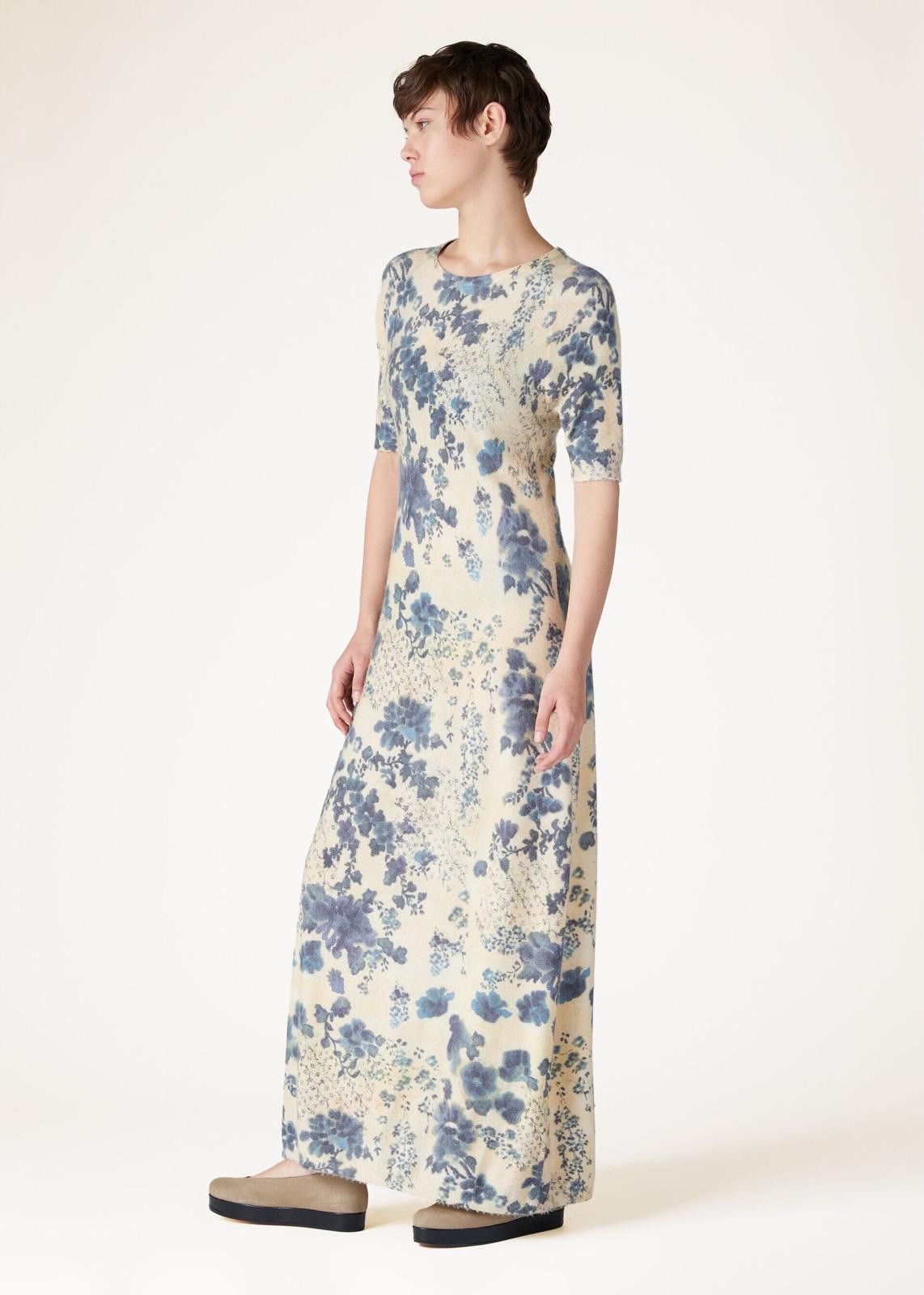 Loro Piana o1srvl11e0125 FAO0068 Roundneck Hill Dress in Blue & Ivory Size M / US 6-8 / IT 42-44 - 5 Thumbnail