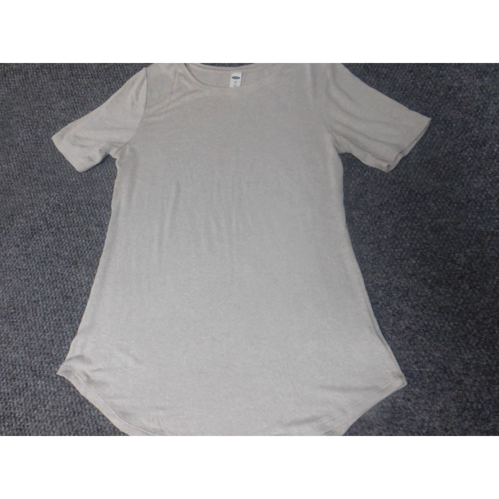 Old Navy Old Navy Womens Blouse Small Beige Crew Neck Short Sleeve Pullover Cotton Blend Solid Regular Fit Stretch Button Casual Size S / US 4 / IT 40 - 2 Thumbnail