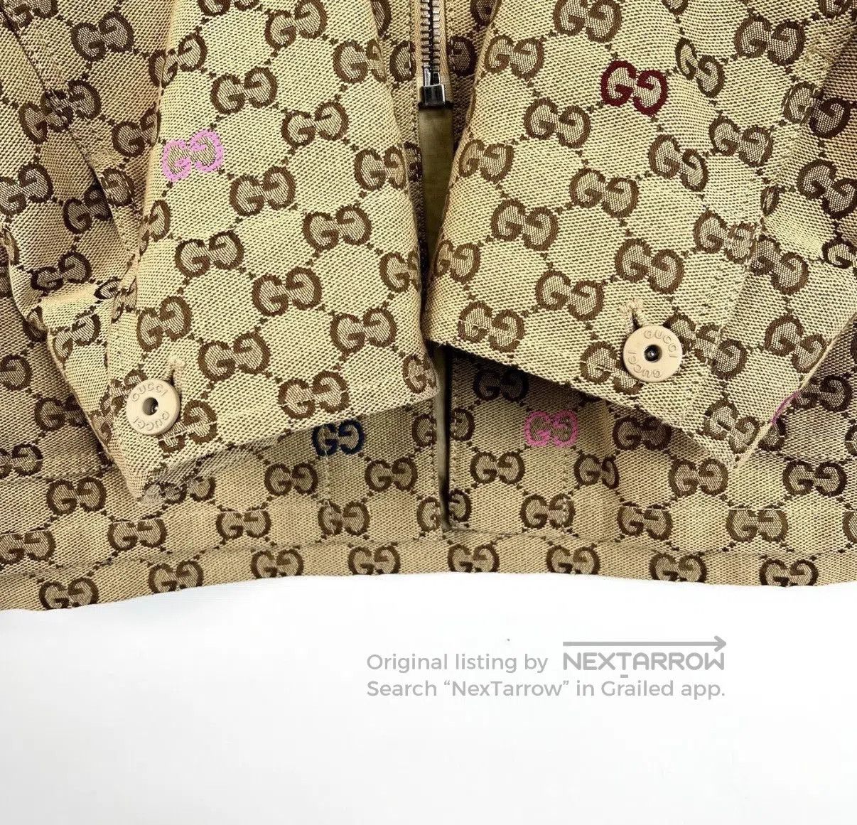 Gucci Beige Patterned Zip-Front Jacket - Size S. Size US S / EU 44-46 / 1 - 5 Thumbnail