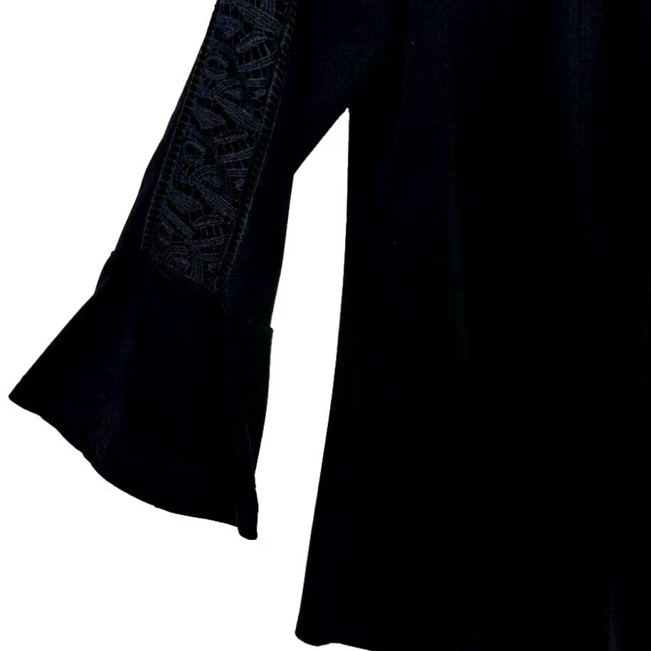 Adrianna Papell Adrianna Papell Blouse Women M Black Lace Sheer Long Sleeve Top W 350 Shirt Size M / US 6-8 / IT 42-44 - 4 Thumbnail
