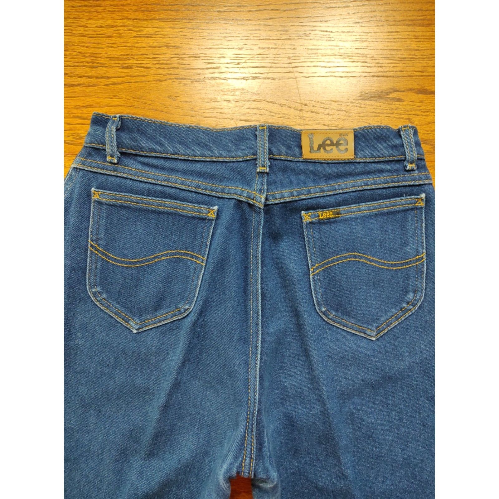 Lee VINTAGE Lee Jeans Womens 29x33 Blue Denim 5-Pocket Zipper Button Logo USA Made 80s Western Mom Size 29" - 3 Thumbnail