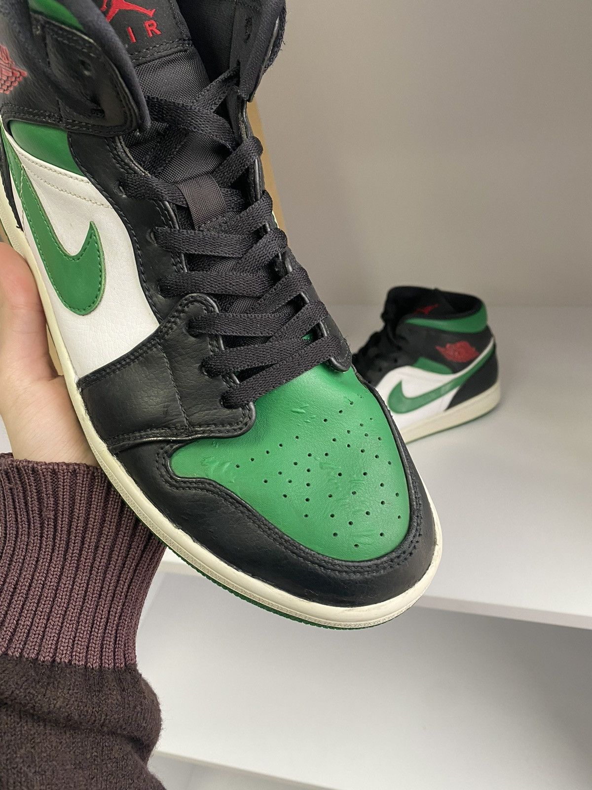 Nike × Vintage Vintage Nike Air Jordan 1 Mid Pine Green Black Size US 10 / EU 43 - 7 Thumbnail