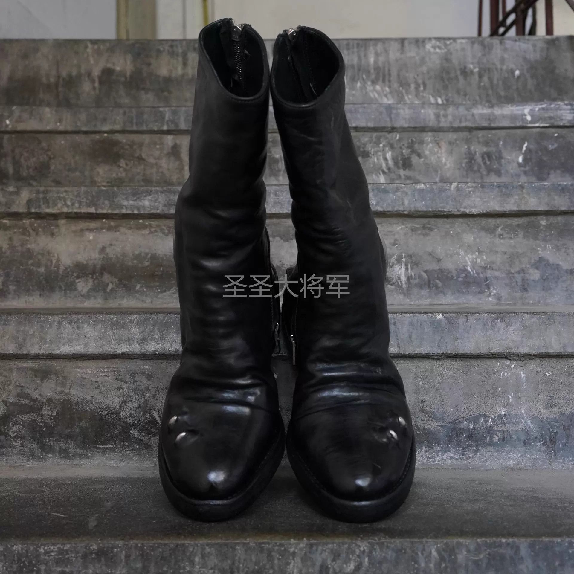 Carol Christian Poell CCP AM2693P Black Horse Leather Ti U Sole Boot 7 (Last) Size US 7 / EU 40 - 5 Thumbnail