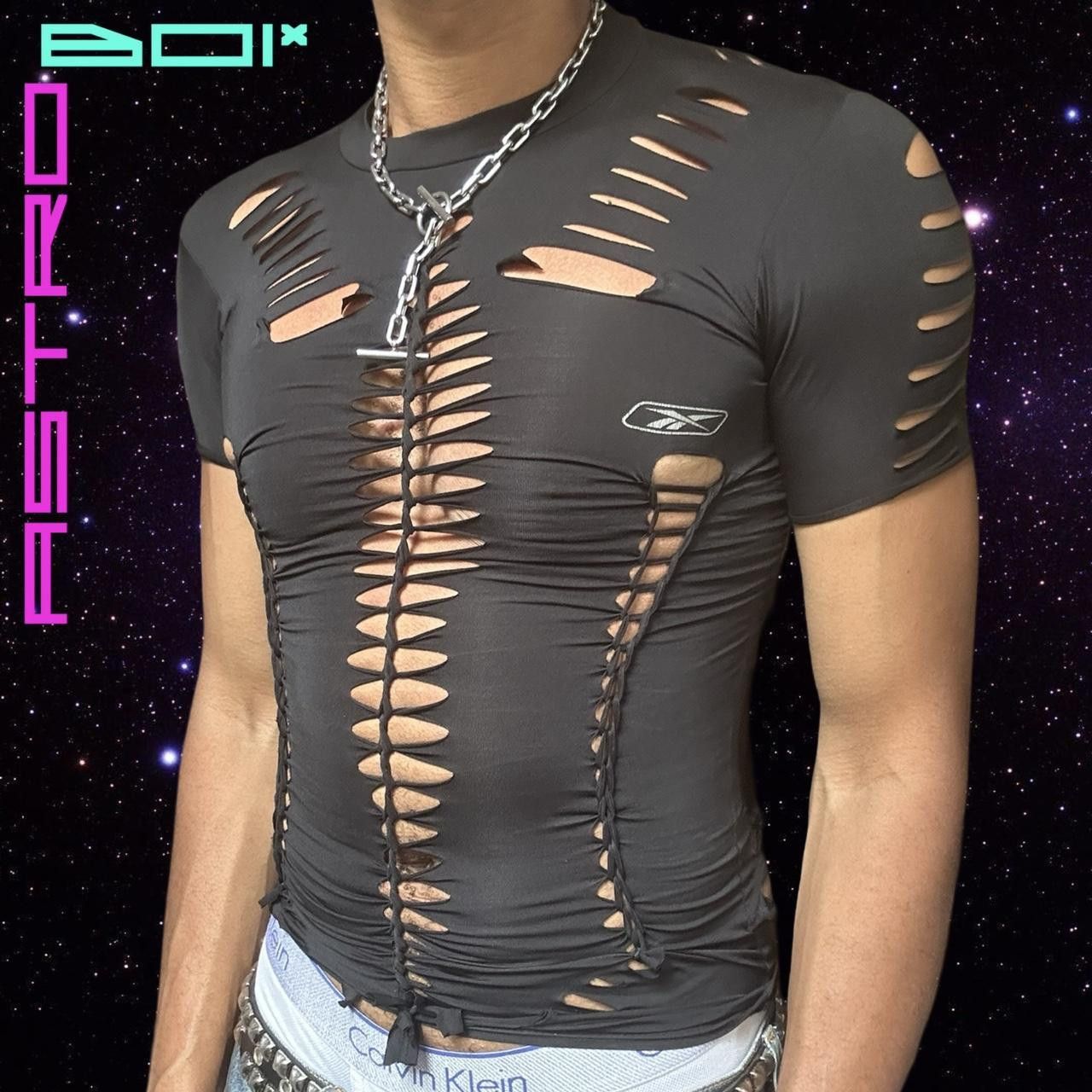 Reebok ASTROBOI* REEBOK Black Braided Rave Compression Top - Small Size S / US 4 / IT 40 - 2 Thumbnail