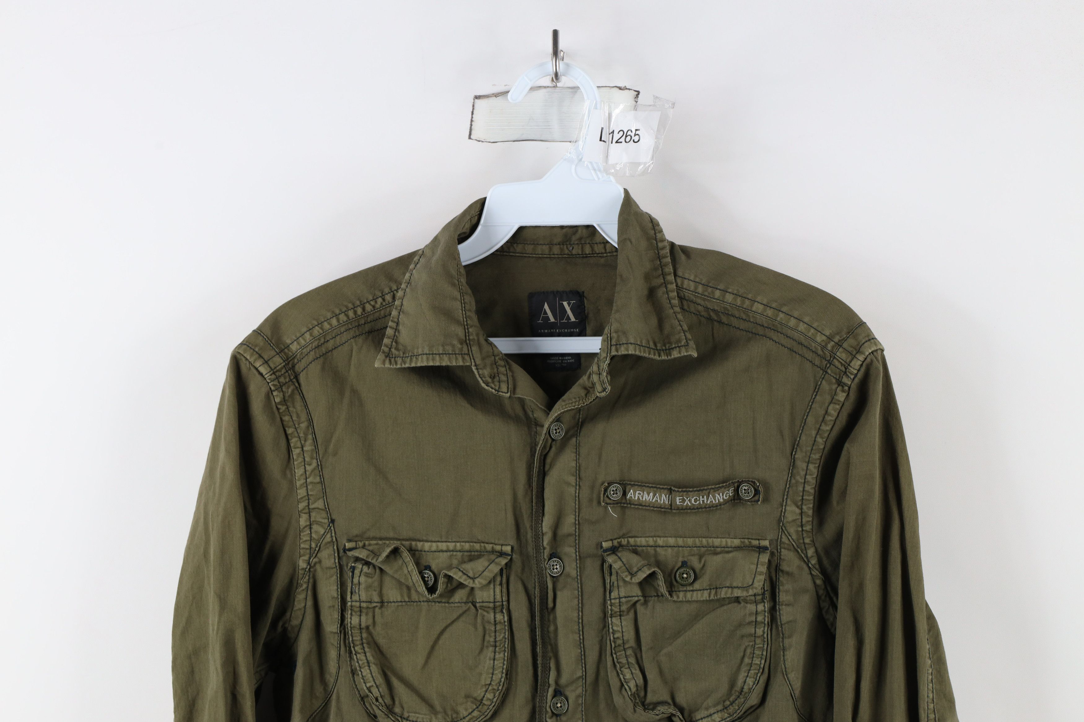 Armani Exchange × Vintage Armani Exchange Out Military Style Field Button Shirt Green Size US XS / EU 42 / 0 - 2 Thumbnail