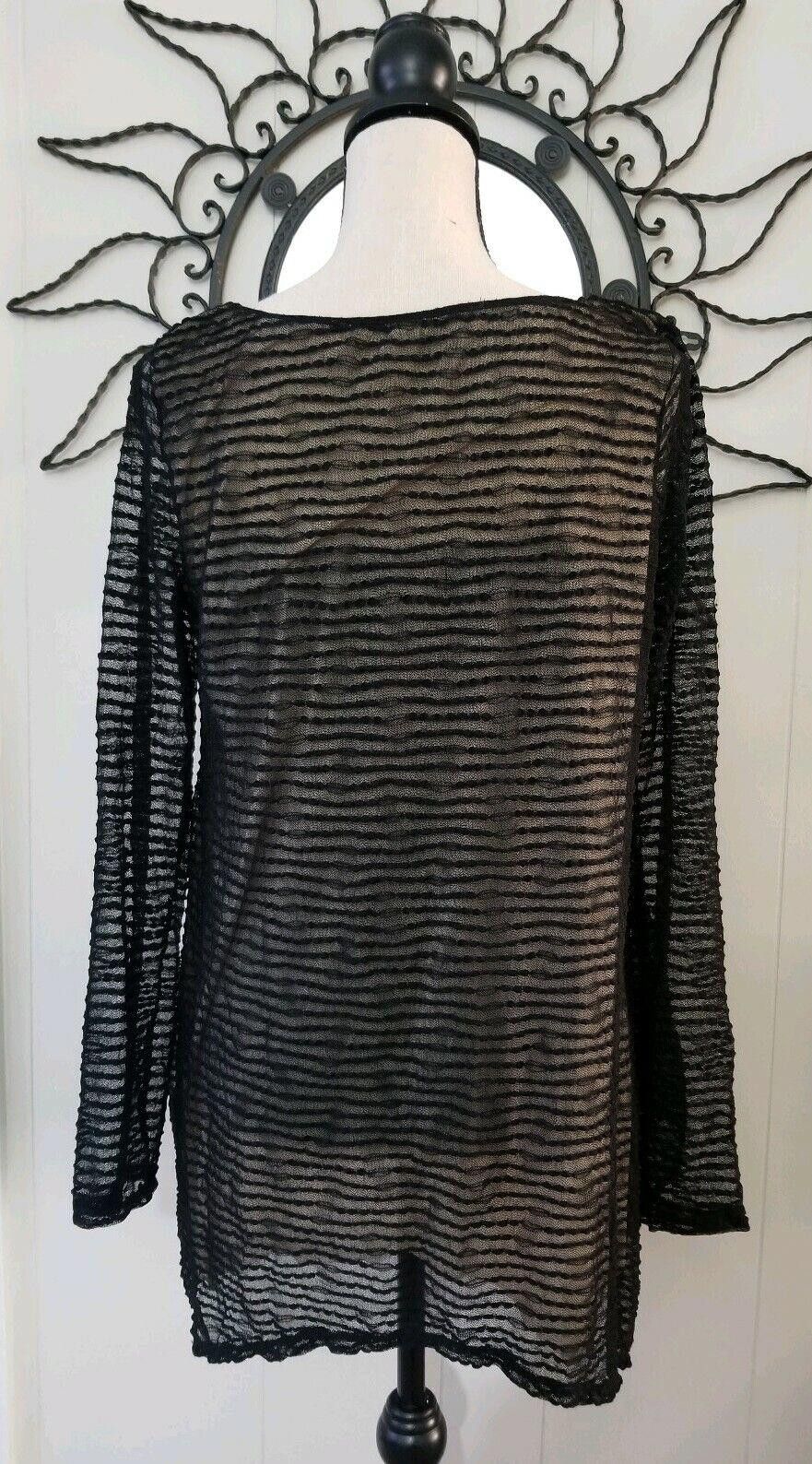 Designer Max Studio Top Medium Black Lace Long Sleeve Swing Blouse Size M / US 6-8 / IT 42-44 - 3 Thumbnail