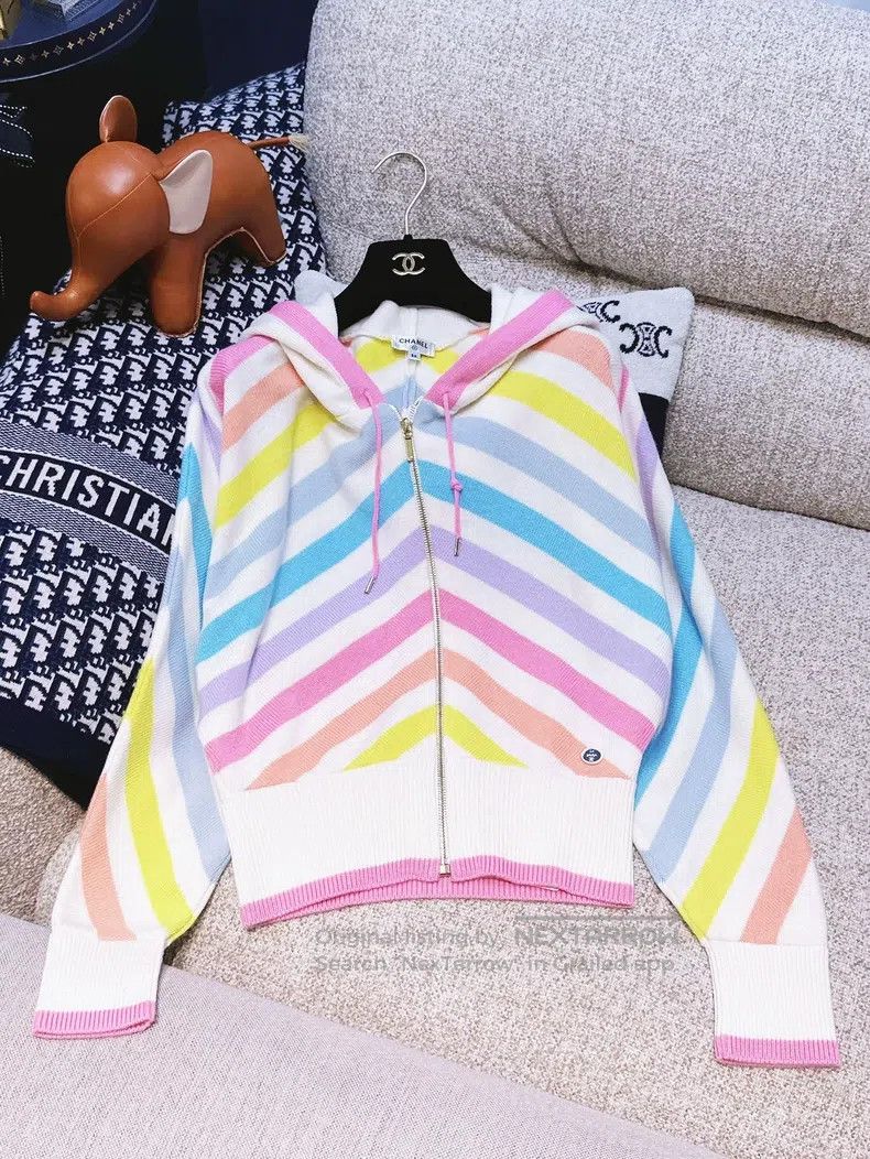 Chanel Chanel 19C Cruise Series Rainbow Striped Bat Sleeve Hooded Size XXS / US 00 / IT 34 - 1 Thumbnail