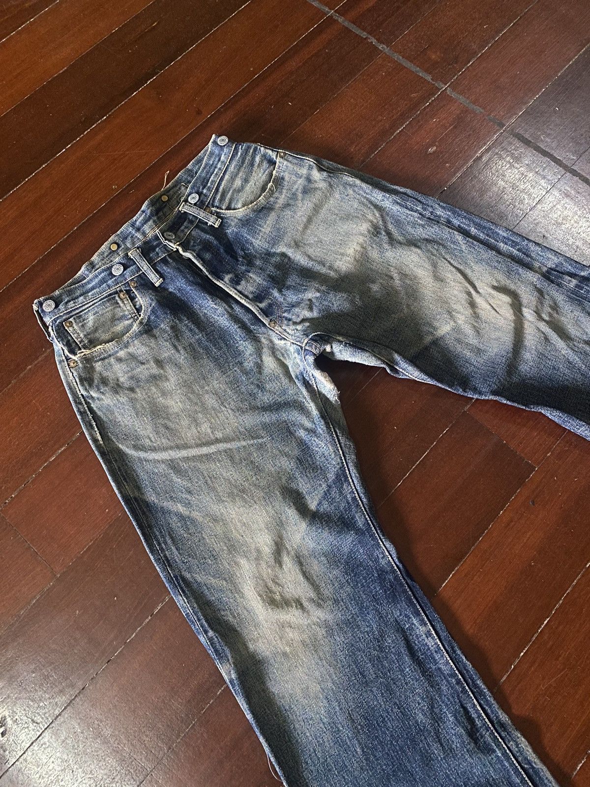 Vintage DENIME JAPAN Vintage Honeycomb Rusty distressed rework B1 Size US 31 - 5 Thumbnail