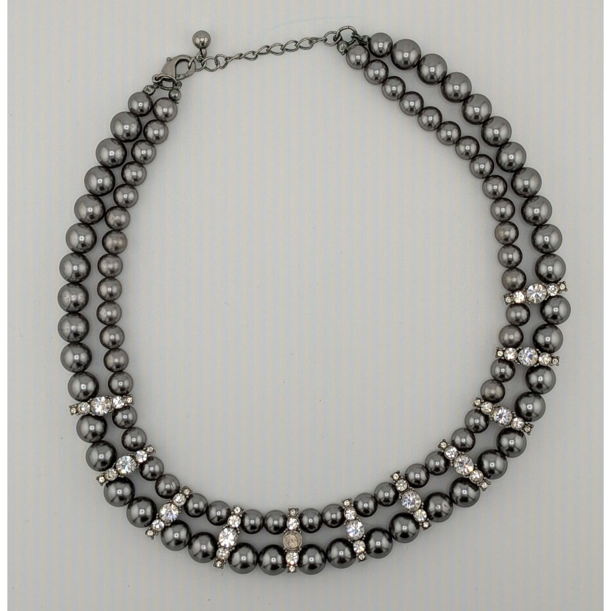 Other Vintage Glam Faux Pearl Double Strand Necklace With Rhinesto Size ONE SIZE - 6 Thumbnail