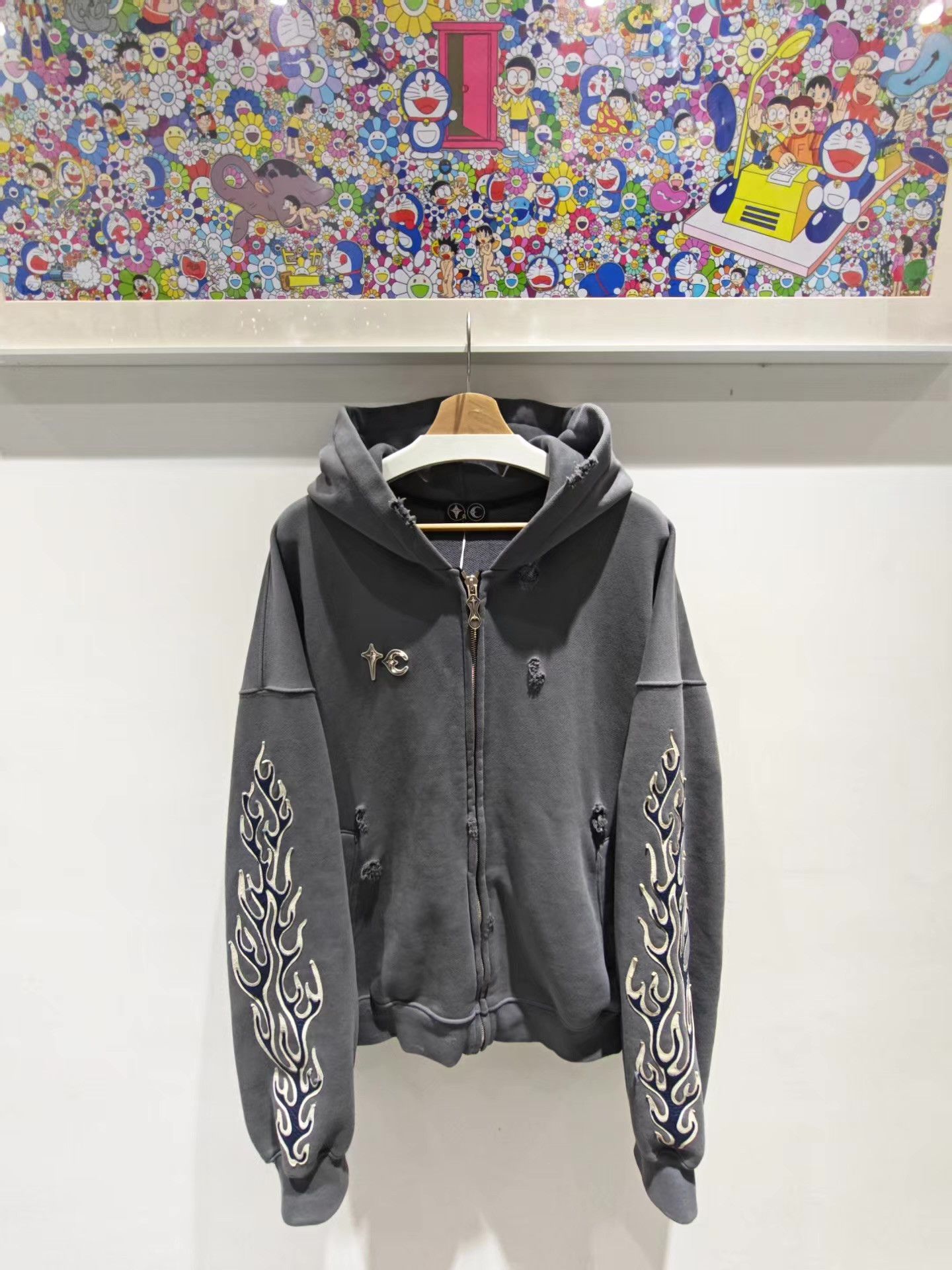 Thug Club Thug Club 25FW Vintage Distressed Flame Jacket。 Q15 Size US L / EU 52-54 / 3 - 1 Thumbnail