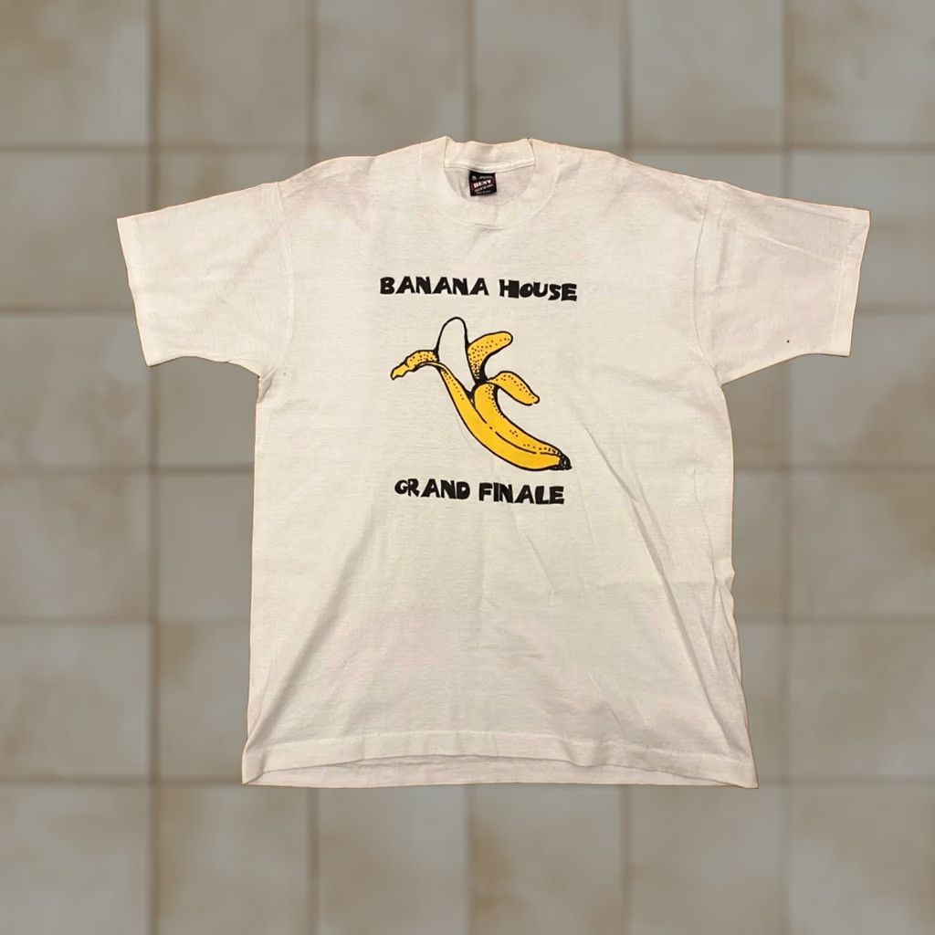 Vintage VINTAGE Purdue Boilermakers Banana House T-Shirt XL Cream Artex 1970s Short Sleeve Graphic Tee Unisex Mens Size US XL / EU 56 / 4 - 1 Thumbnail