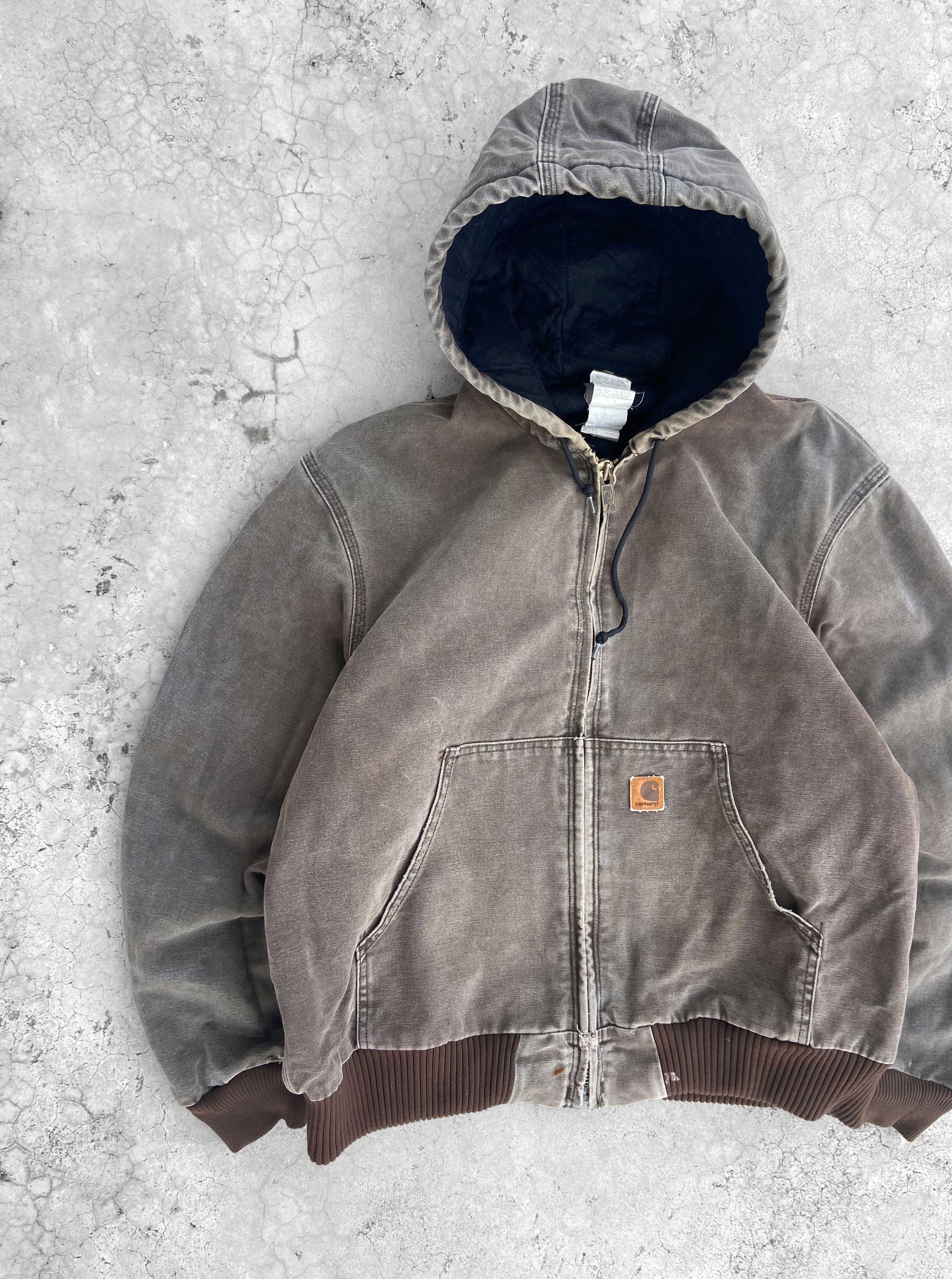 Vintage Vintage Faded Brown Carhartt Zip up hoodie jacket Size US L / EU 52-54 / 3 - 13 Thumbnail