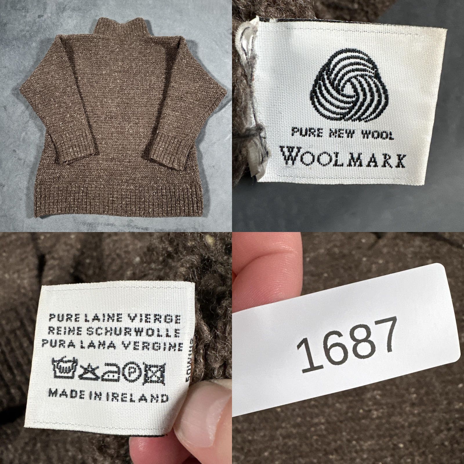 Vintage VINTAGE Fisherman Out of Ireland Sweater Mens Small Brown Wool Mock Neck Donegal Heavyweight Size US S / EU 44-46 / 1 - 8 Thumbnail