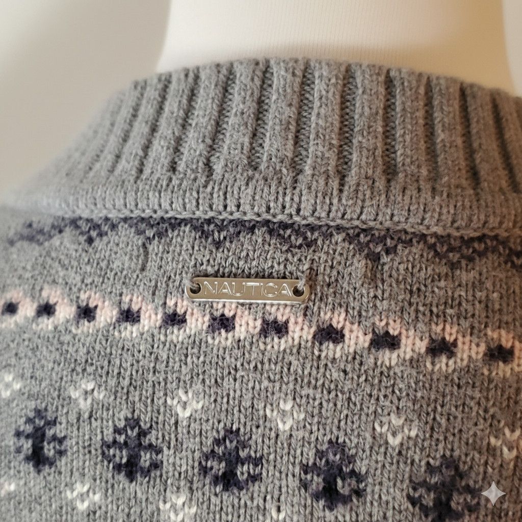 Nautica Nautica Size M Cotton Sweater Grey Blue Pink Anchor Stripe Size M / US 6-8 / IT 42-44 - 6 Thumbnail