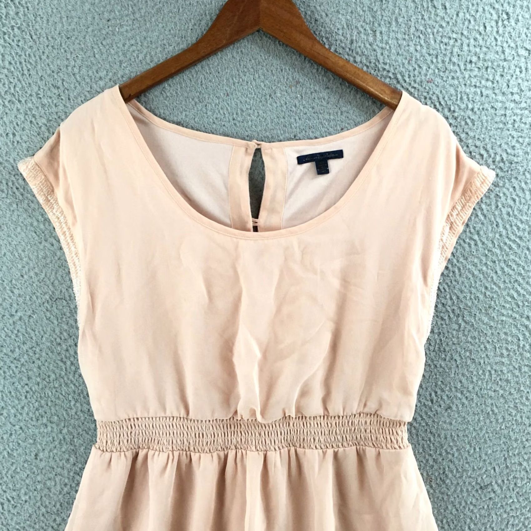 American Eagle Outfitters American Eagle Outfitters Mini Dress Womens M Peach Cap Sleeve Casual Stretch Dress Size M / US 6-8 / IT 42-44 - 2 Thumbnail