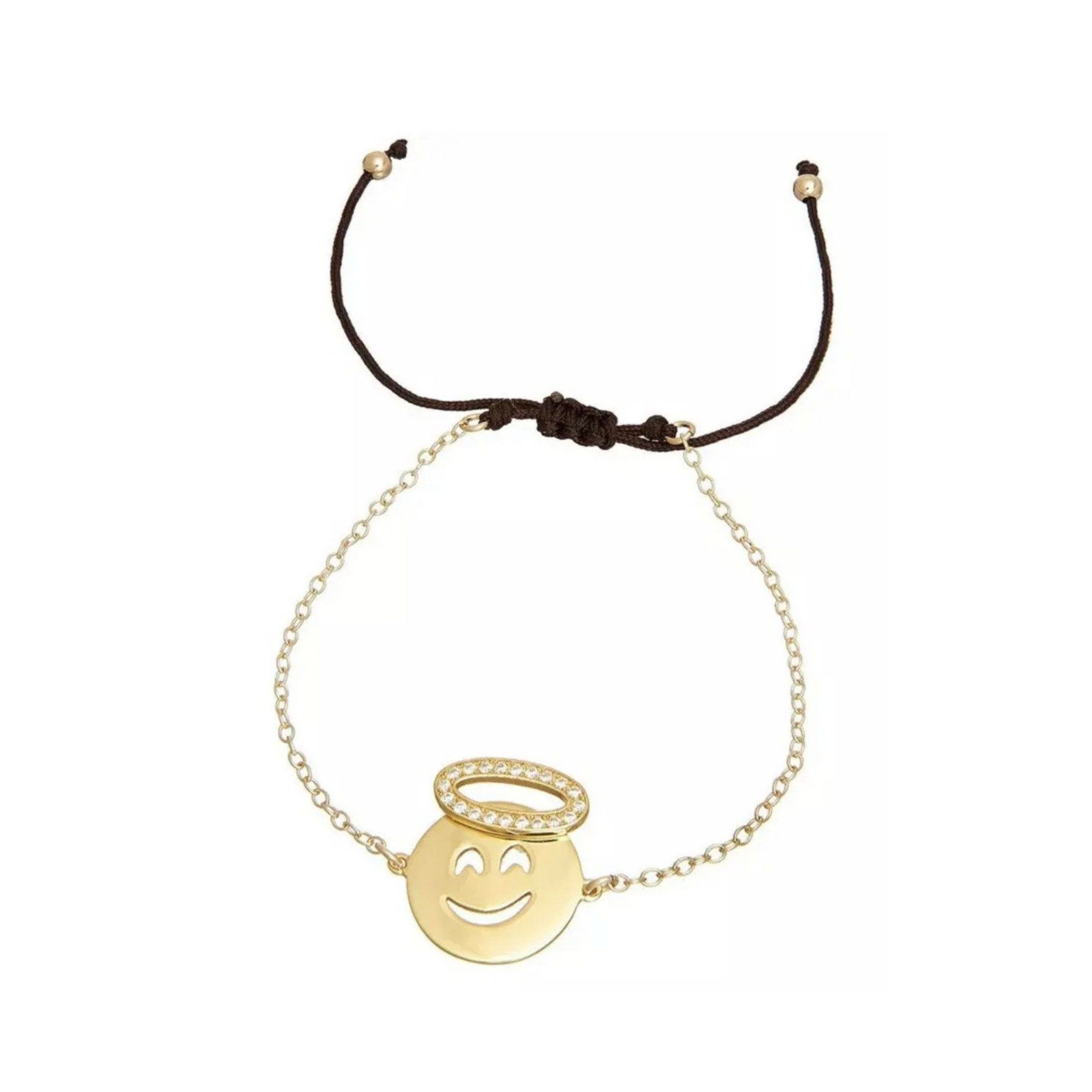 Other New Emoji Angel Halo Sterling Silver 14K Gold Pave Bracelet Size ONE SIZE - 2 Thumbnail