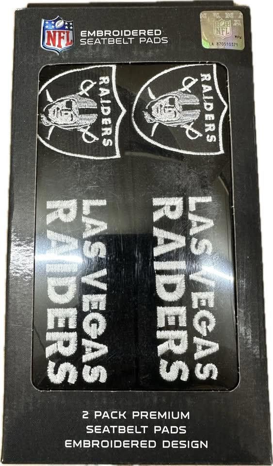 Designer Las Vegas Raiders Seat Belt Pad Cover Embroidered Size ONE SIZE - 1 Thumbnail