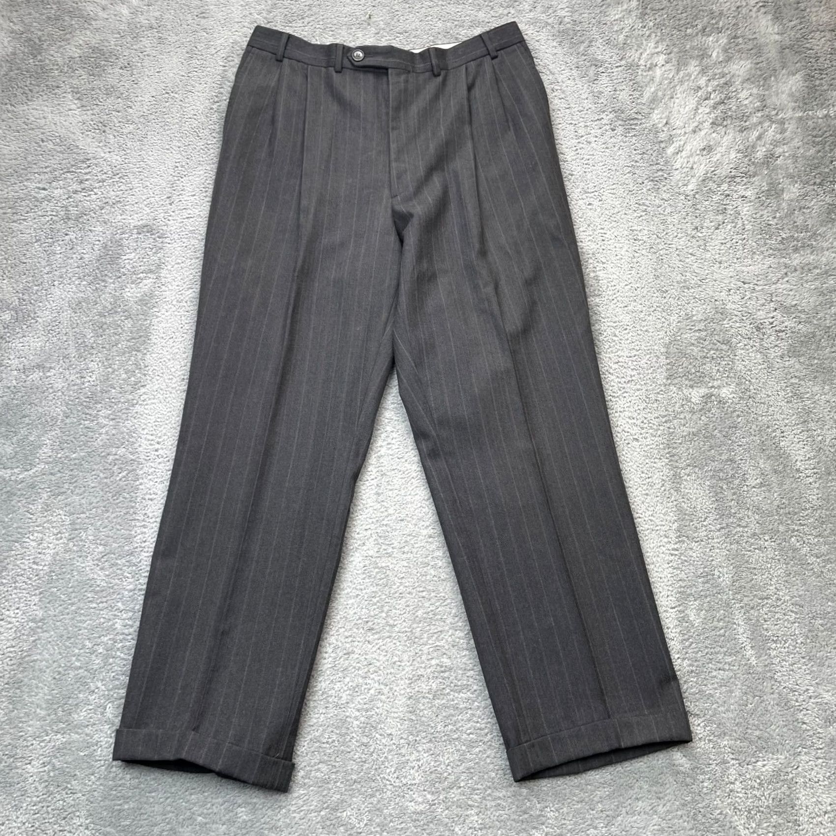 Oscar De La Renta VINTAGE Oscar de la Renta Suit Mens XL Gray 2 Piece Coat Pinstripe Set 50 Chest 36 Waist Black? Not applicable Size 46R - 7 Thumbnail