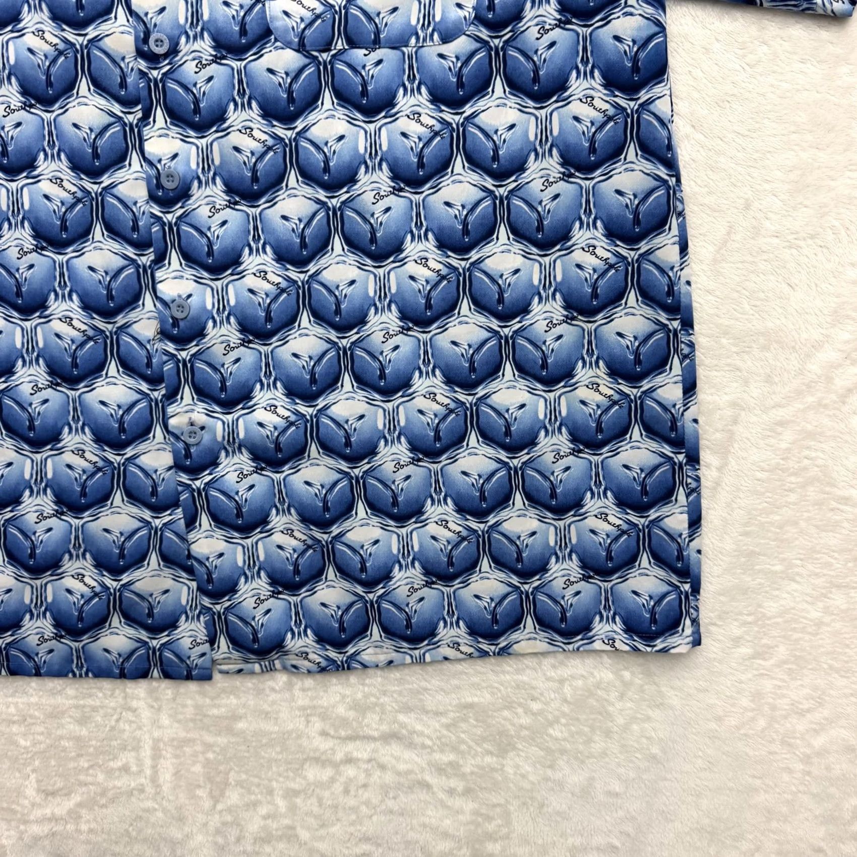 Southpole Southpole Shirt Mens L Blue Geometric Short Sleeve Button Up Casual Summer Size US L / EU 52-54 / 3 - 4 Thumbnail