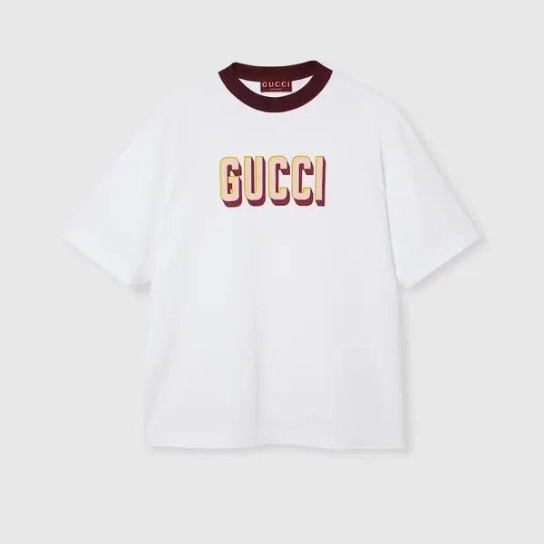 Gucci o1s1wg110925 Cotton Jersey Printed T-Shirt in White Size US XXL / EU 58 / 5 - 1 Thumbnail