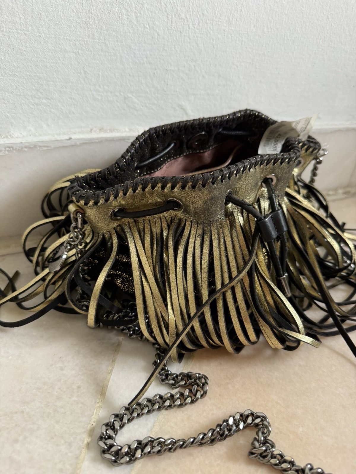 Stella McCartney Stella McCartney Gold Faux Leather Mini Fringe Falabella bag Size ONE SIZE - 12 Thumbnail
