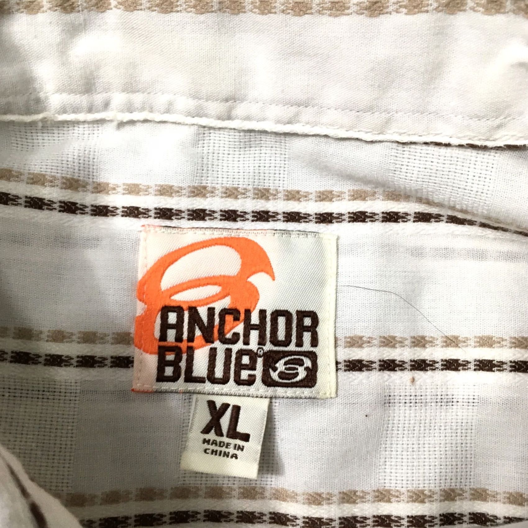 Anchor Blue Anchor Blue Shirt Men's XL White brown Stripes Short Sleeve Embroidered Size US XL / EU 56 / 4 - 2 Thumbnail