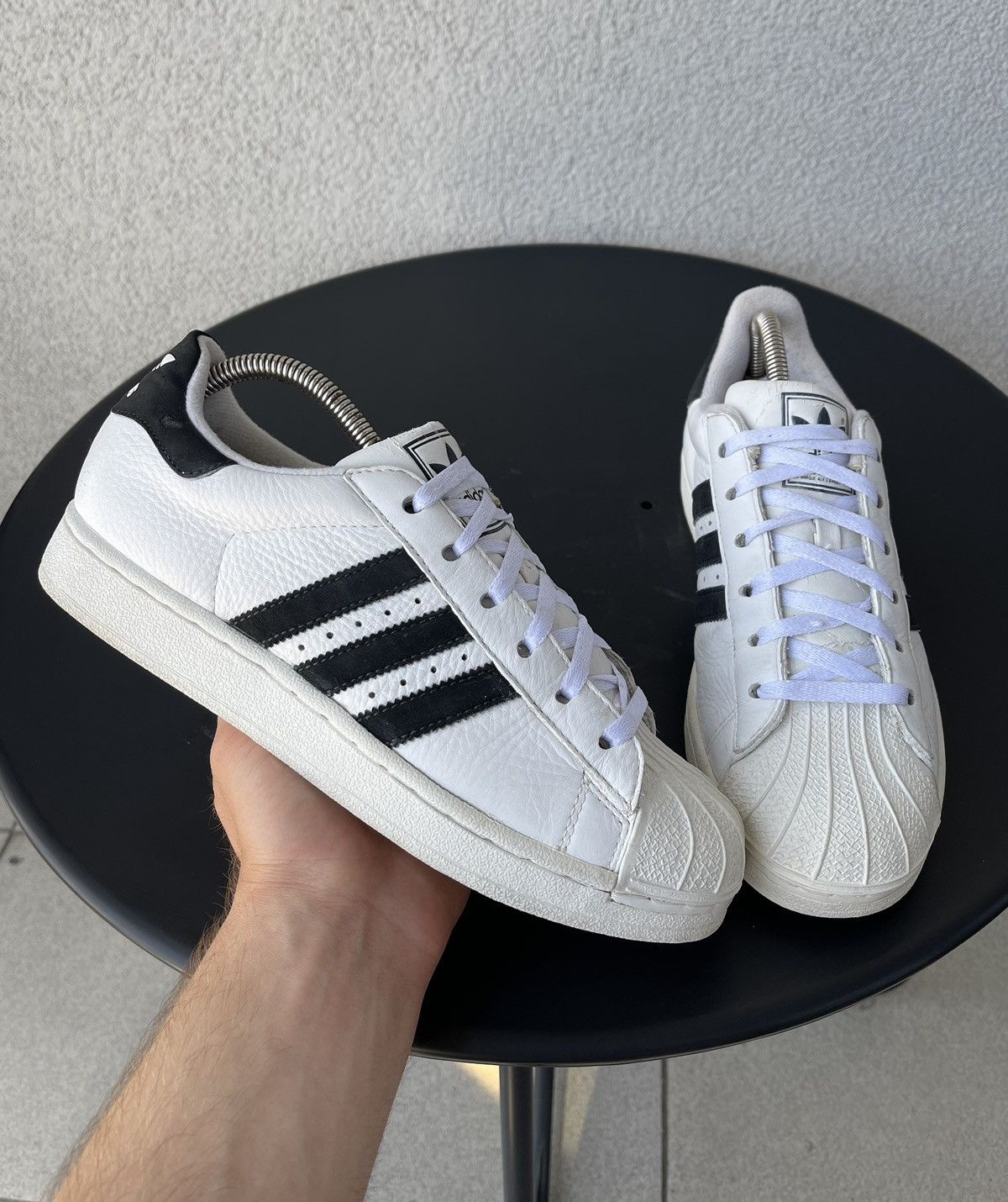 Vintage 😍 Vintage 2002 Adidas Superstar Leather Trainers Shoes White Size US 7 / EU 40 - 2 Thumbnail