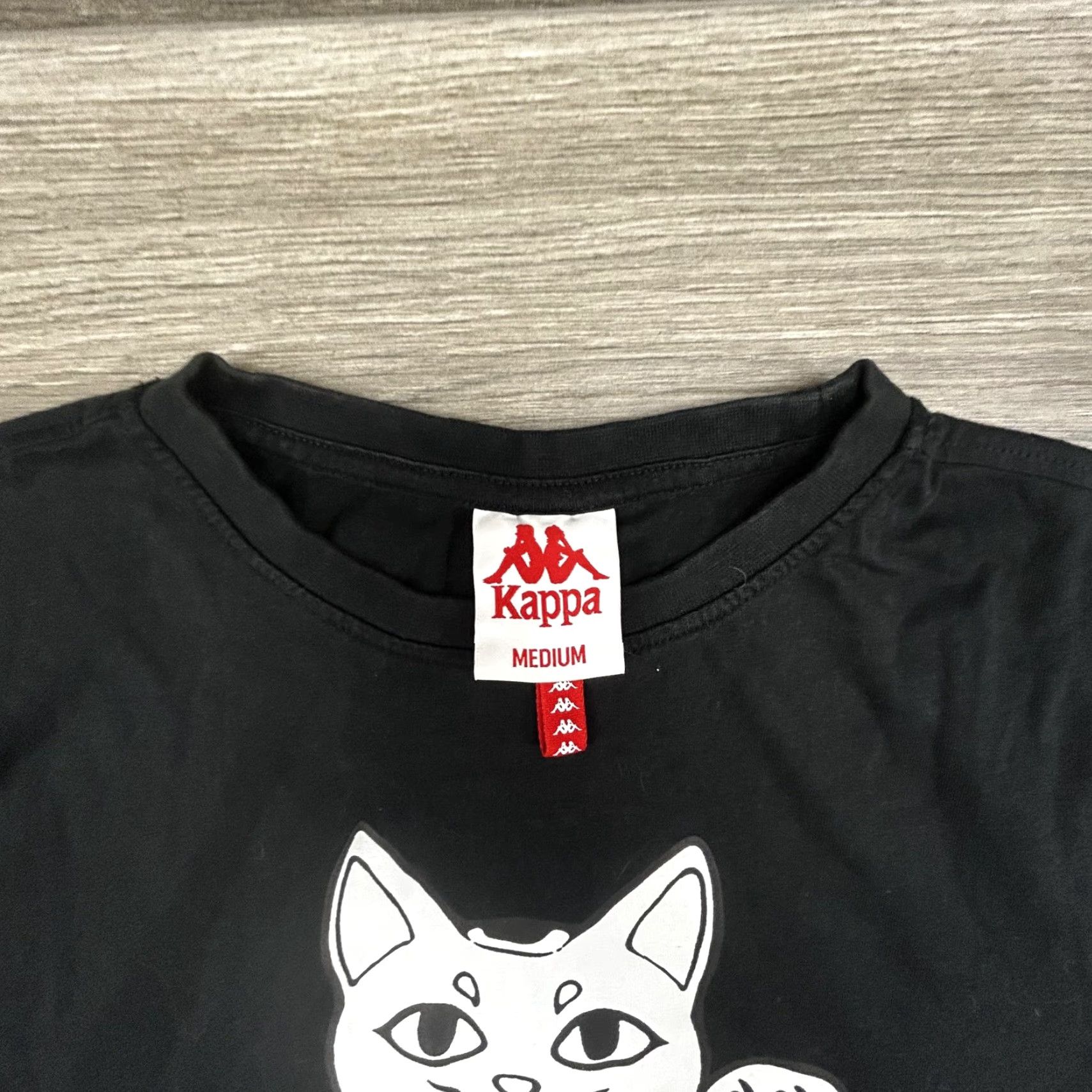 Kappa VINTAGE Kappa Mens Shirt M Black Lucky Cat Maneki Neko Japan Graphic Streetwear Crew Neck Short Sleeve Medium Mens Size US M / EU 48-50 / 2 - 6 Thumbnail