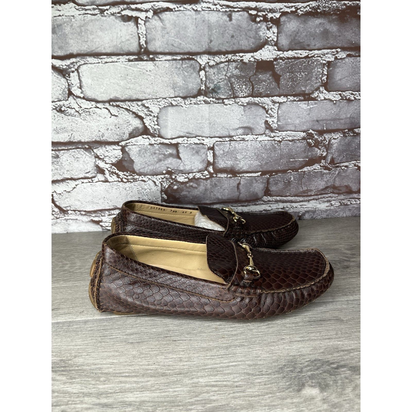 Cole Haan COLE HAAN Dark Mocha Brown Leather Python Print Shelby Flats Size US 7.5 / IT 37.5 - 12 Thumbnail