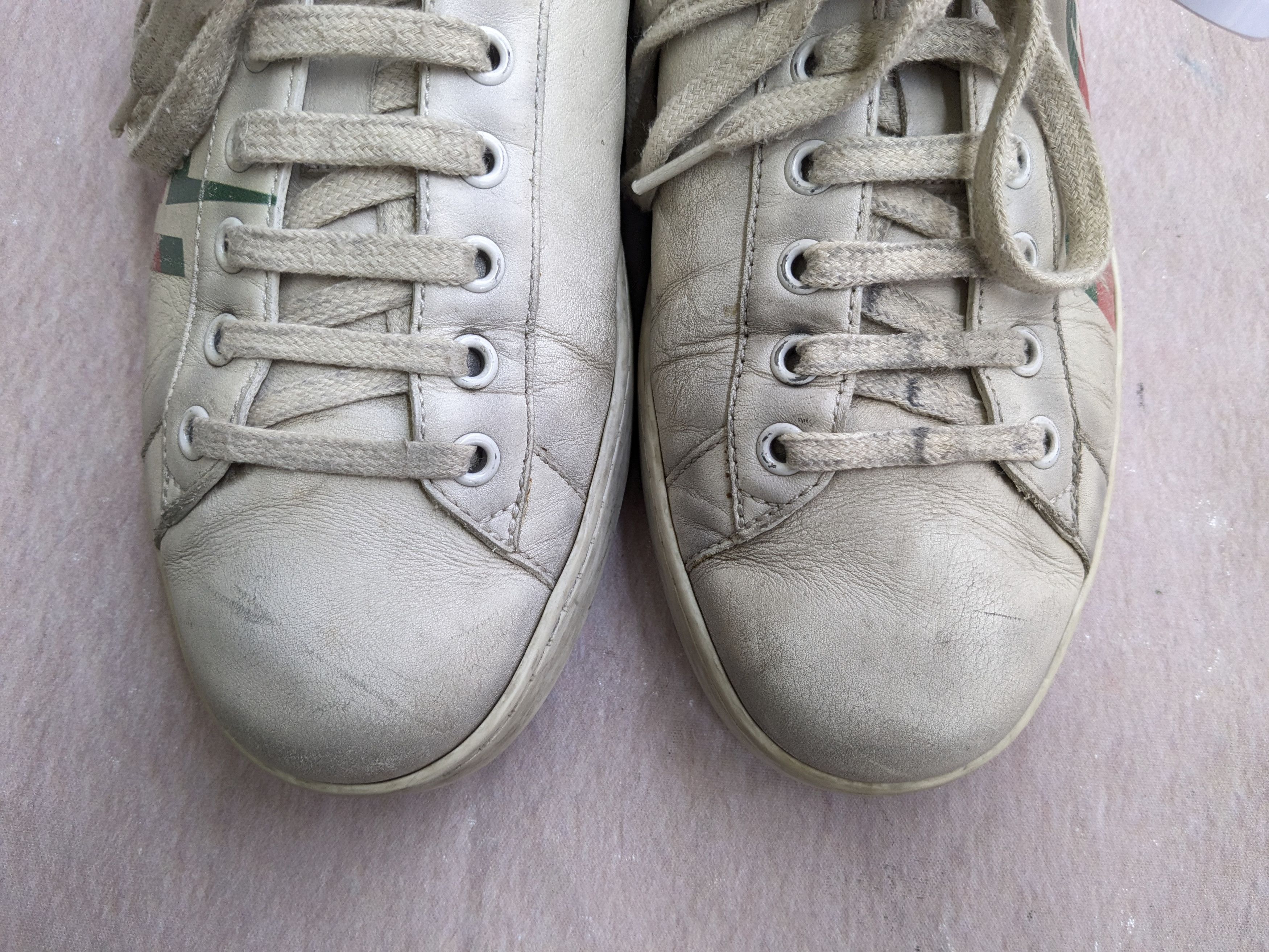 Gucci Gucci Ace Sneakers White 8.5 Distressed Low Tops Leather Size US 8.5 / EU 41-42 - 6 Thumbnail