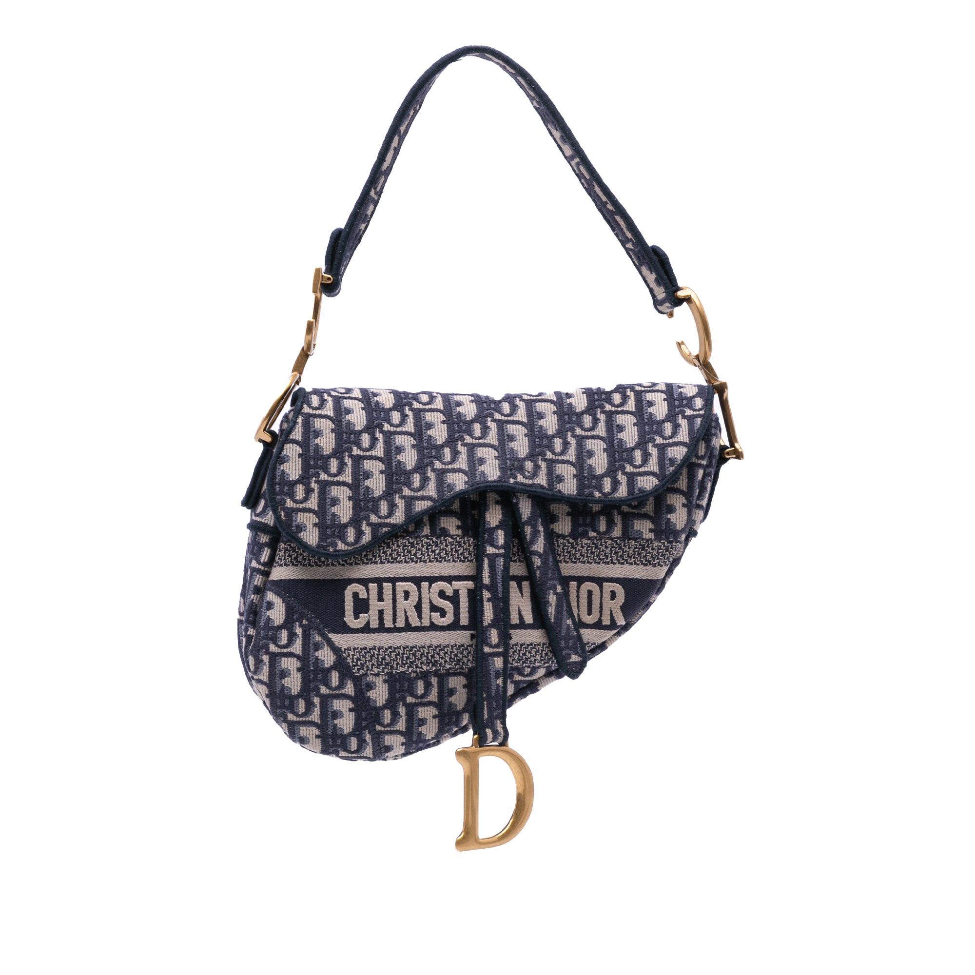 Dior Dior Oblique Embroidered Canvas Saddle Bag Blue Size ONE SIZE - 1 Thumbnail
