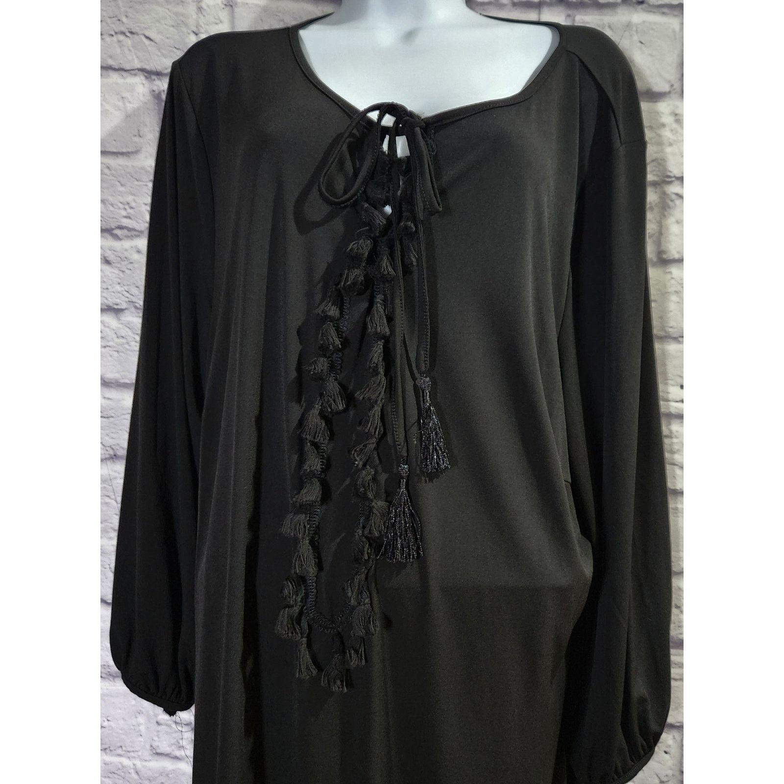Other Kate & Mallory Black Pull On Shift Midi Dress 2X Plus Flowy Size XXL / US 16-18 / IT 52-54 - 2 Thumbnail