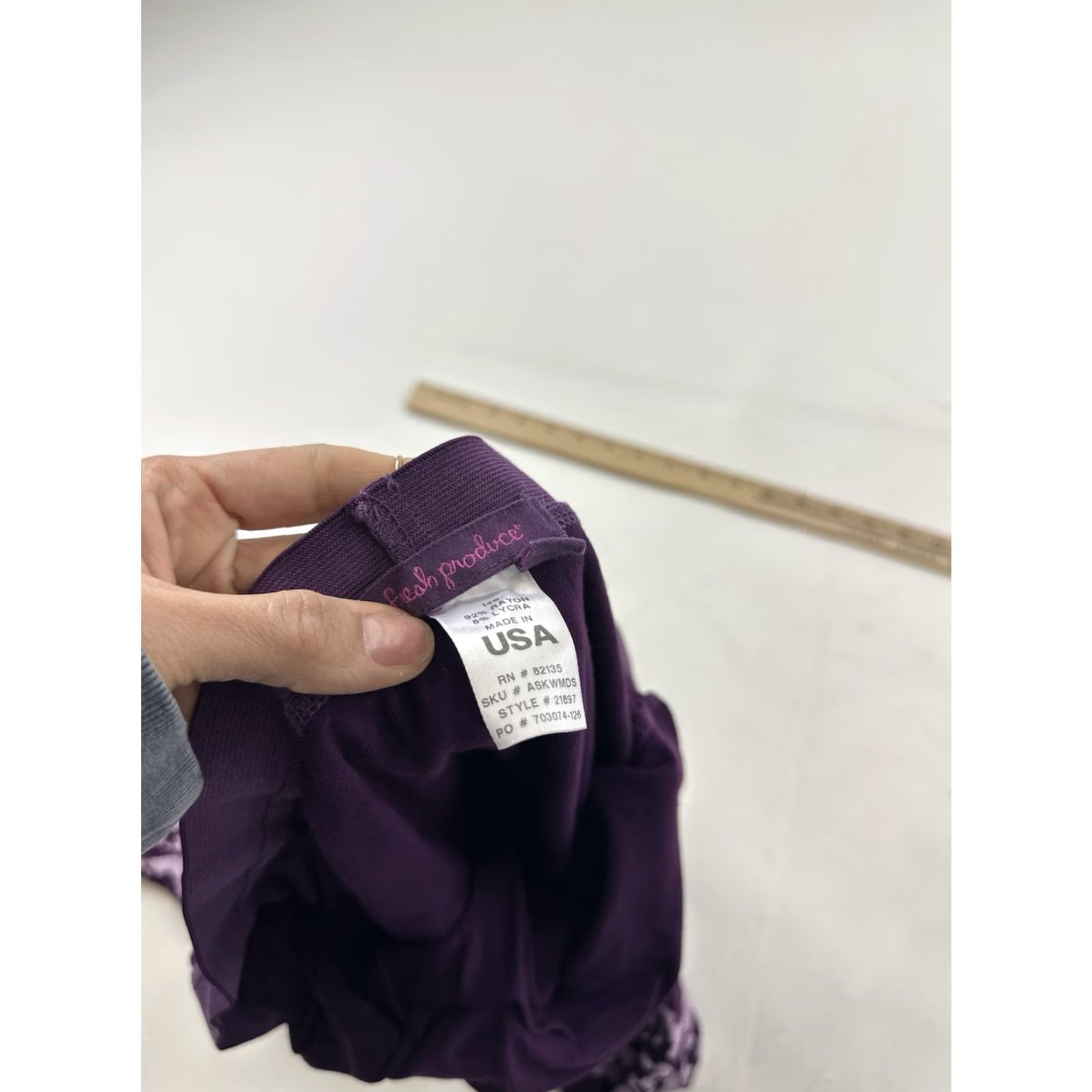 Vintage Fresh Produce Skirt Women L Maxi Purple Gray Geometric Side Slit A-Line Beach Bohemian Casual Travel Tall Long Knit Rayon Spandex Elastic Waist Size 36" / US 14 / IT 50 - 6 Thumbnail