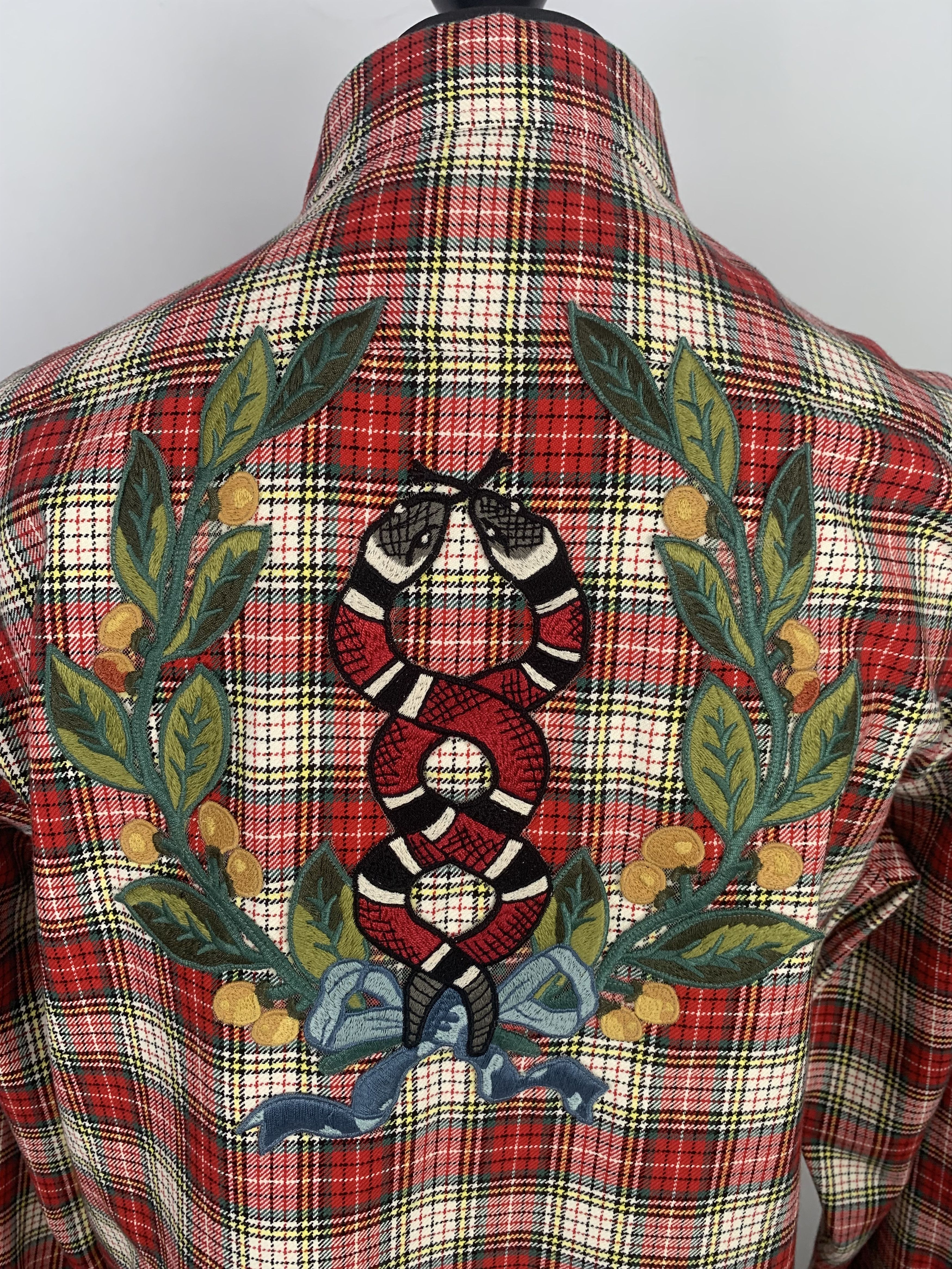 Gucci Gucci Snake Plaid Shirt Size US L / EU 52-54 / 3 - 11 Thumbnail
