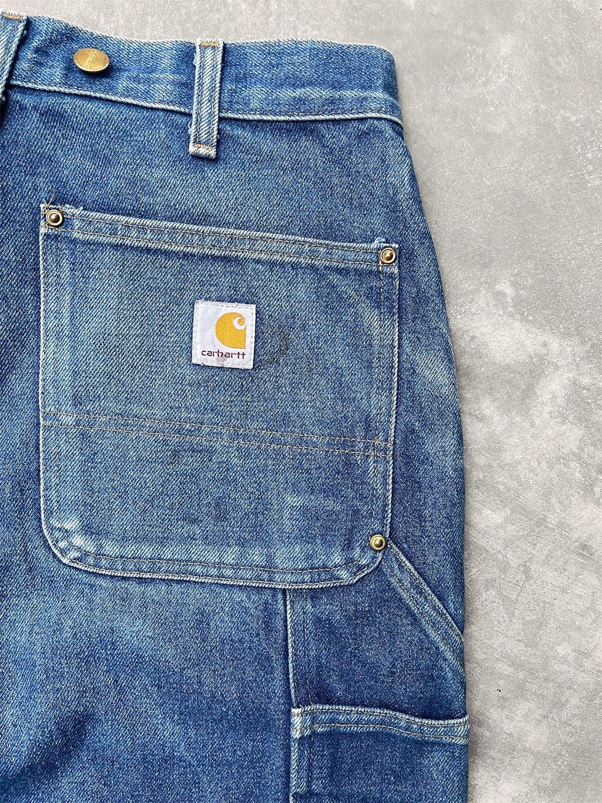 Carhartt Faded Carhartt Raw-Denim Carpenter Double Knee Pant B07-DNM Size US 32 / EU 48 - 7 Thumbnail