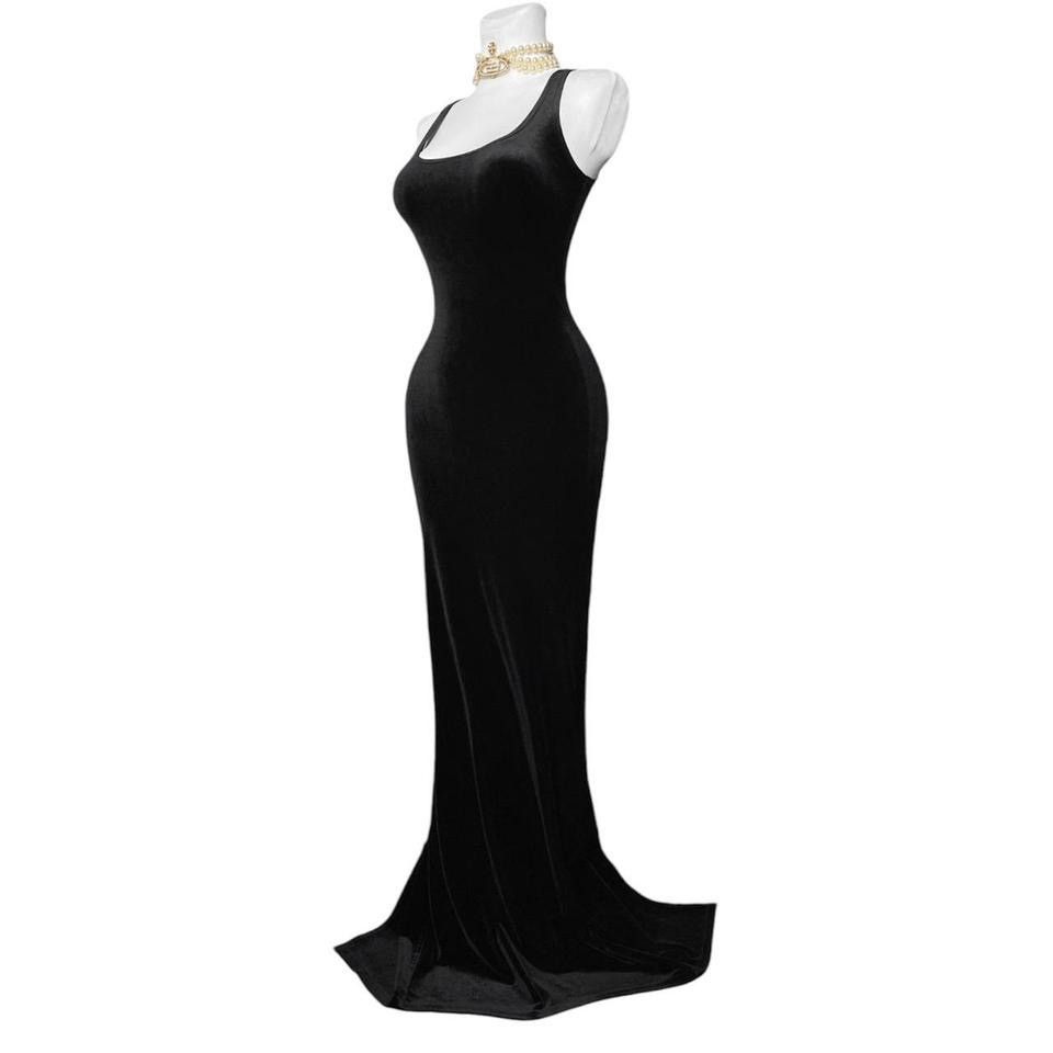 Vintage Vampira black velvet maxi dress Size S / US 4 / IT 40 - 2 Thumbnail