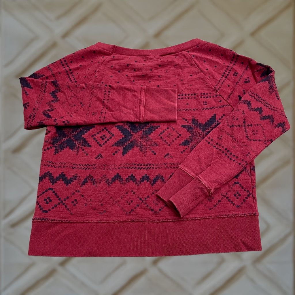 J.Crew J.CREW Pullover Sweatshirt Womens S Geometric Red Holiday Christmas 90s Womens Size S / US 4 / IT 40 - 1 Thumbnail