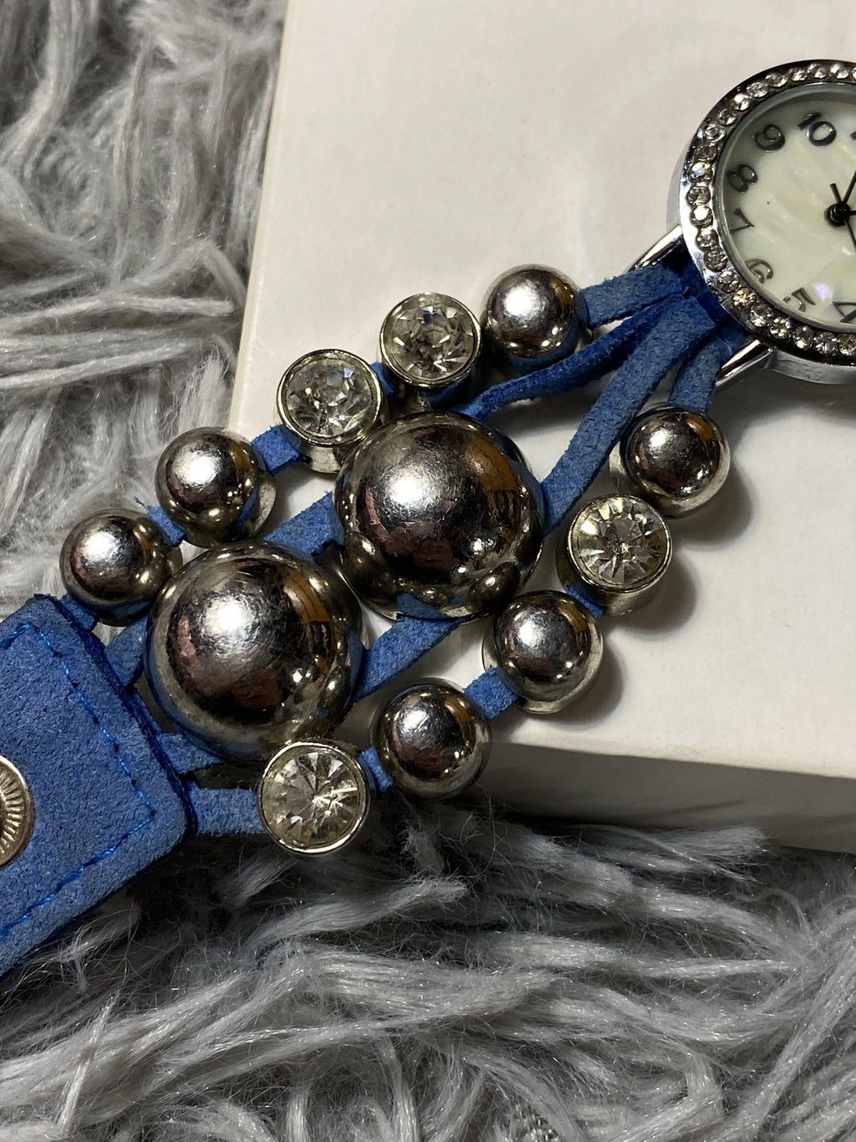 Jewelry Blue Leather Beaded Bracelet Watch – Boho Chic Style Size ONE SIZE - 2 Thumbnail