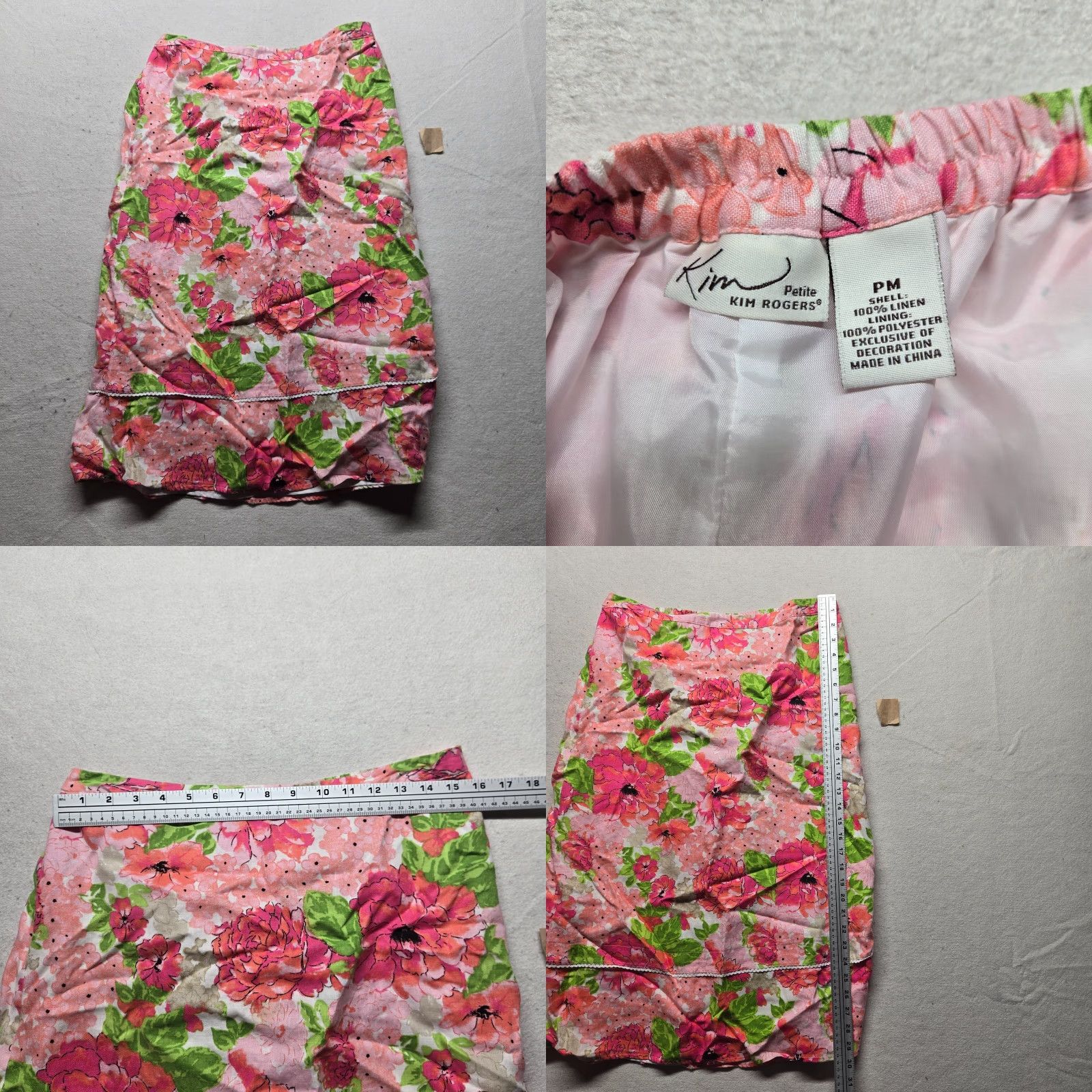 Vintage Kim Rogers Jacket Skirt Floral Flower Open Front Lined Adult Women's Petite PXL Size 40" / US 18 - 8 Thumbnail