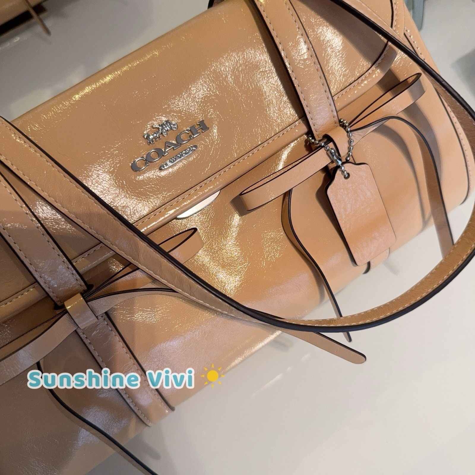 Coach NWT Coach Bridget Flap Shoulder Bag Bows CDY94 Light Sand Size ONE SIZE - 2 Thumbnail