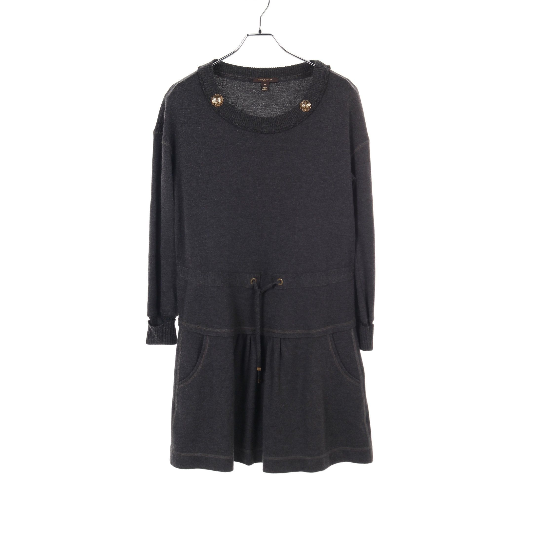 Louis Vuitton Louis Vuitton One Piece Monogrammed Buttons Cashmere Silk Dark Gray Size ONE SIZE - 1 Thumbnail